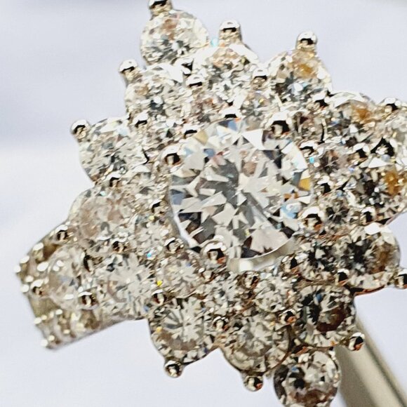 💎Generous Vintage Zircon Silver Luxury Flower Rings for Women, INDN8094 - Picture 13 of 15